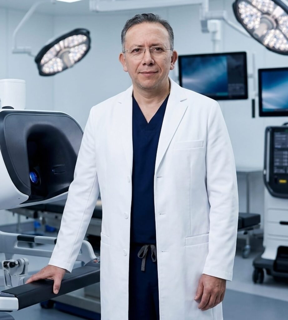 Dr. Ignacio Reyes Urrutia, cirujano ginecólogo en quirófano de Hospital Ángeles CDMX