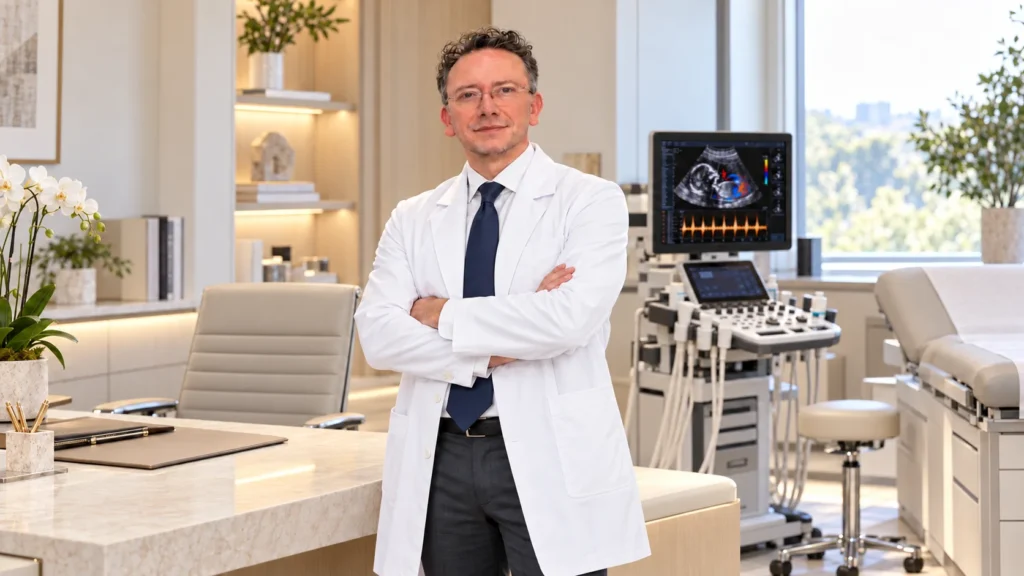 Dr. Ignacio Reyes Urrutia, ginecólogo y obstetra, en su consultorio de Ciudad de México